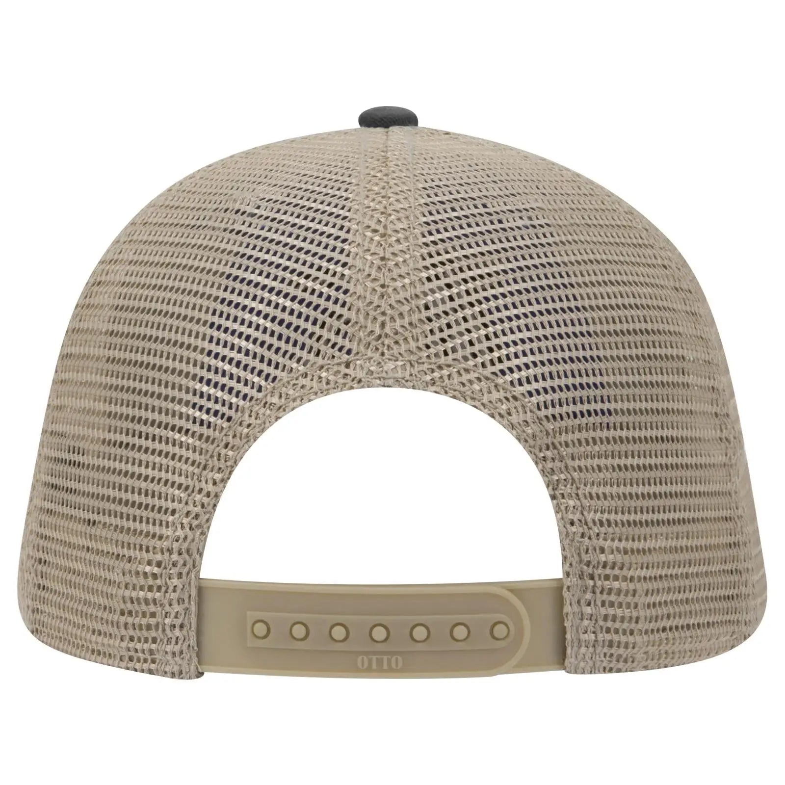 OTTO 121-1202 ’OTTO Comfy Fit’ 6 Panel Low Profile Mesh Back Trucker Cap - Blk/Blk/Kha - Blk/Blk/Kha / 7 3/8’’ - 7 5/8’’