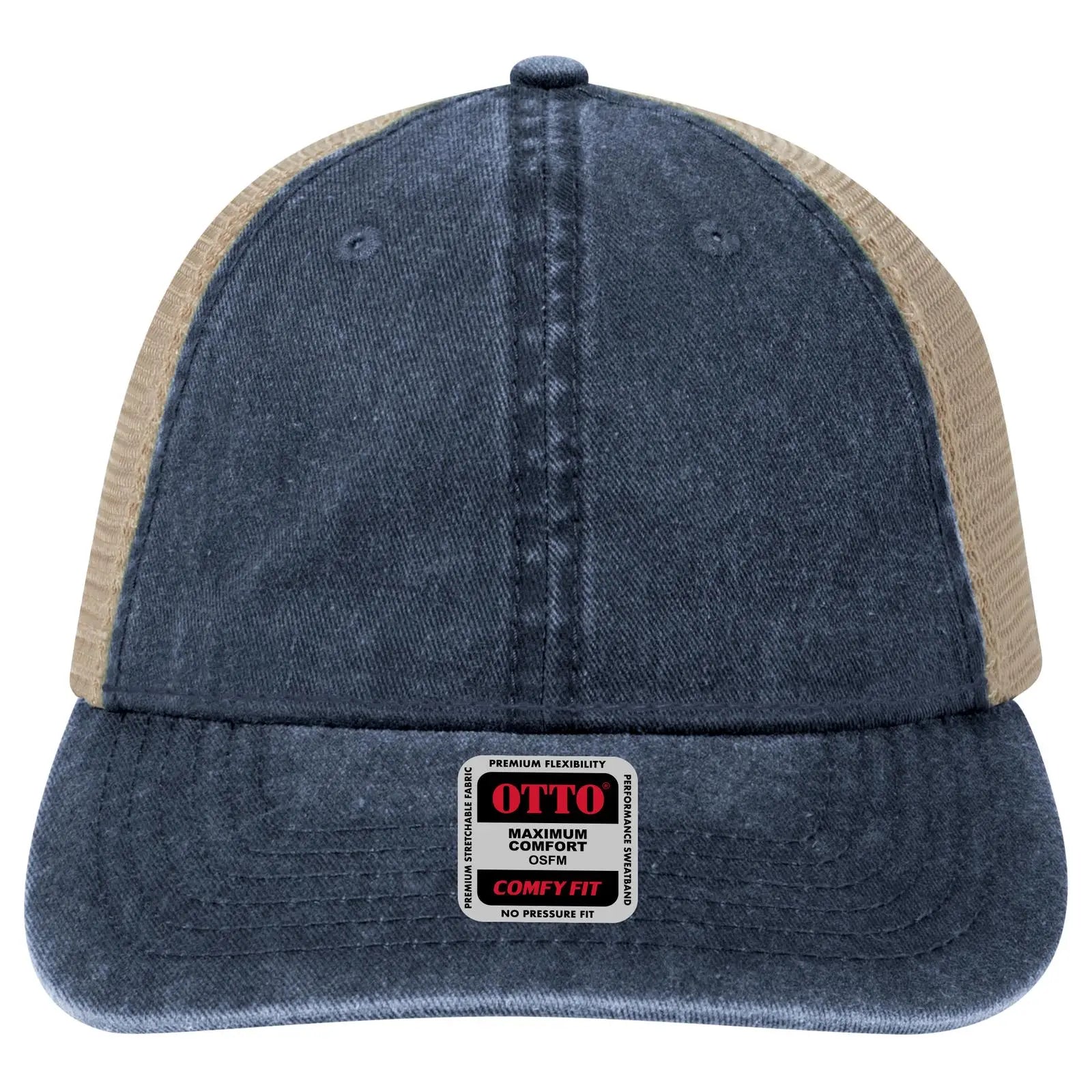 OTTO 121-1202 ’OTTO Comfy Fit’ 6 Panel Low Profile Mesh Back Trucker Cap - Nvy/Nvy/Kha - Nvy/Nvy/Kha / 7 3/8’’ - 7 5/8’’
