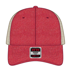 OTTO 121-1202 ’OTTO Comfy Fit’ 6 Panel Low Profile Mesh Back Trucker Cap - Red/Red/Kha - Red/Red/Kha / 7 3/8’’ - 7 5/8’’