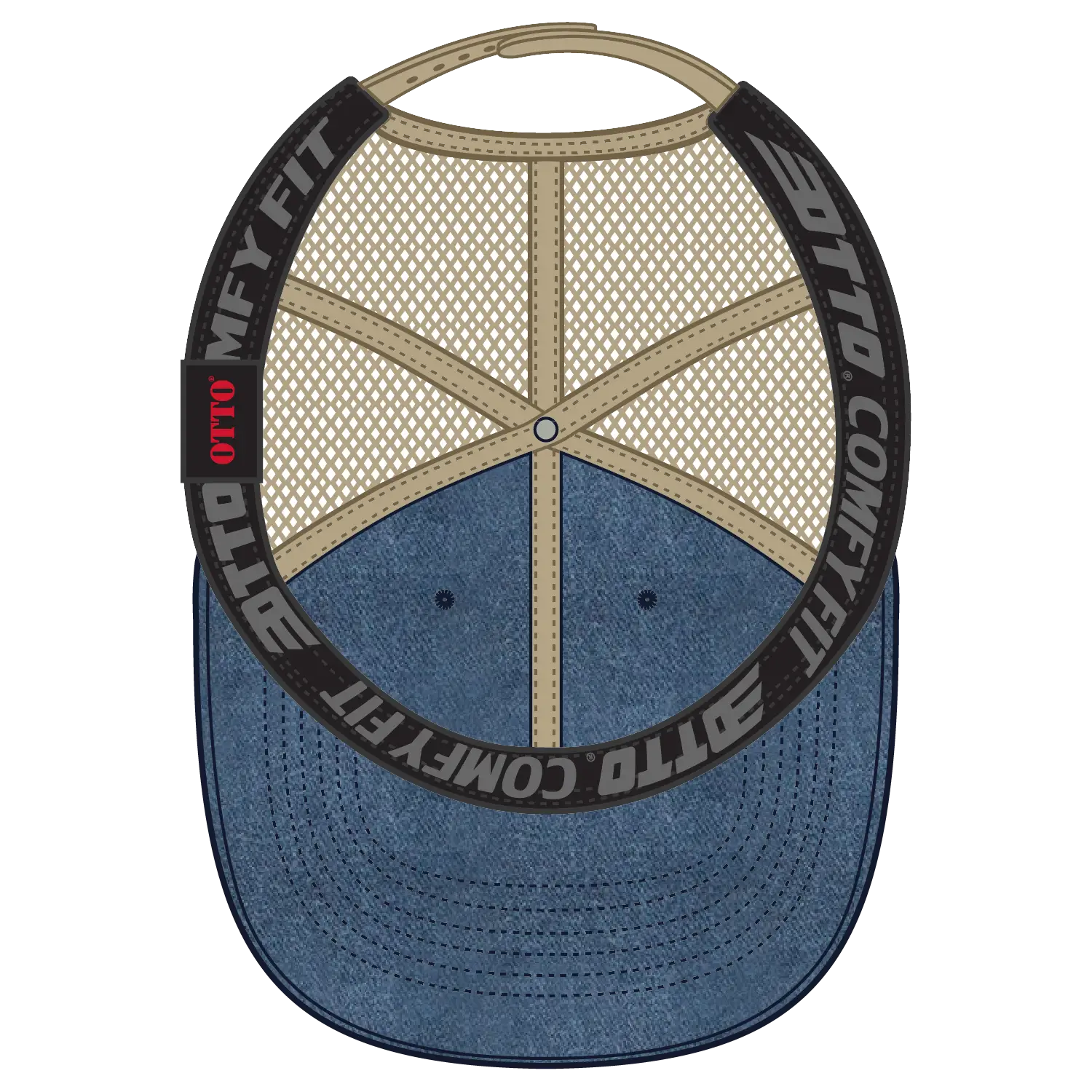 OTTO 121-1202 ’OTTO Comfy Fit’ 6 Panel Low Profile Mesh Back Trucker Cap - Nvy/Nvy/Kha - Nvy/Nvy/Kha / 7 3/8’’ - 7 5/8’’