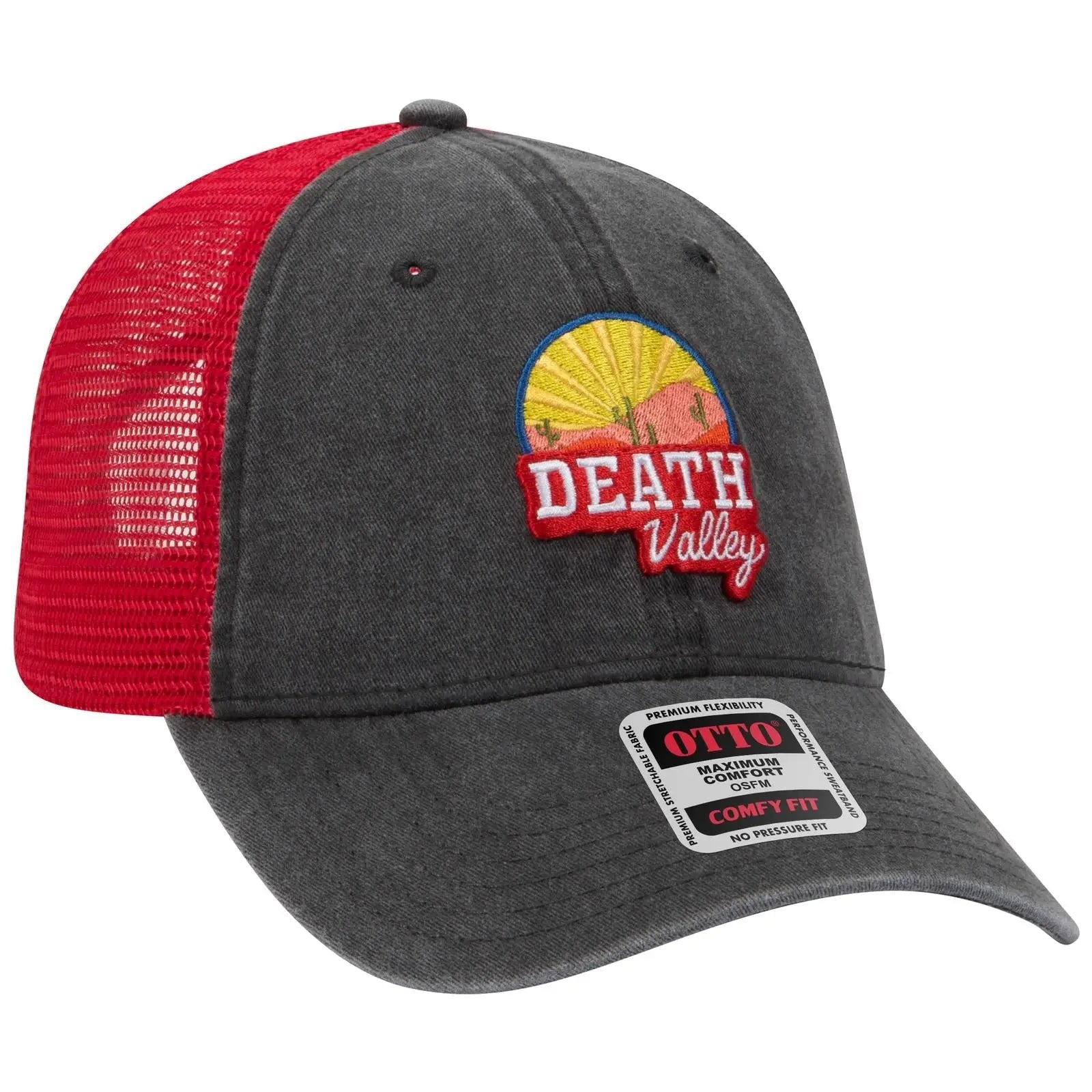 OTTO 121-1202 ’OTTO Comfy Fit’ 6 Panel Low Profile Mesh Back Trucker Cap - Red/Red/Kha - Red/Red/Kha / 7 3/8’’ - 7 5/8’’
