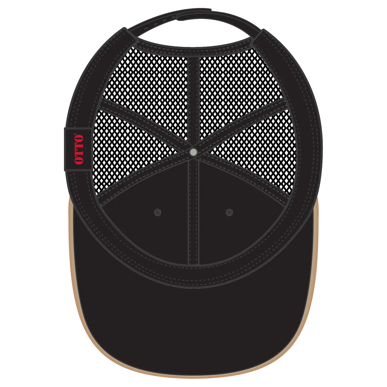 OTTO 121-1281 6 Panel Low Profile Mesh Back Trucker Dad Cap - Black - Black / 7 3/8’’ - 7 5/8’’