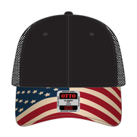 OTTO 121-1281 6 Panel Low Profile Mesh Back Trucker Dad Cap - Black - Black / 7 3/8’’ - 7 5/8’’