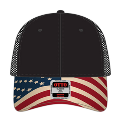 OTTO 121-1281 6 Panel Low Profile Mesh Back Trucker Dad Cap - Black - Black / 7 3/8’’ - 7 5/8’’