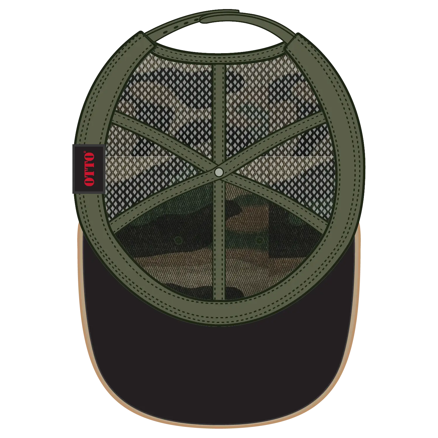OTTO 121-1281 6 Panel Low Profile Mesh Back Trucker Dad Cap - Camo 004 - Camo 004 / 7 3/8’’ - 7 5/8’’