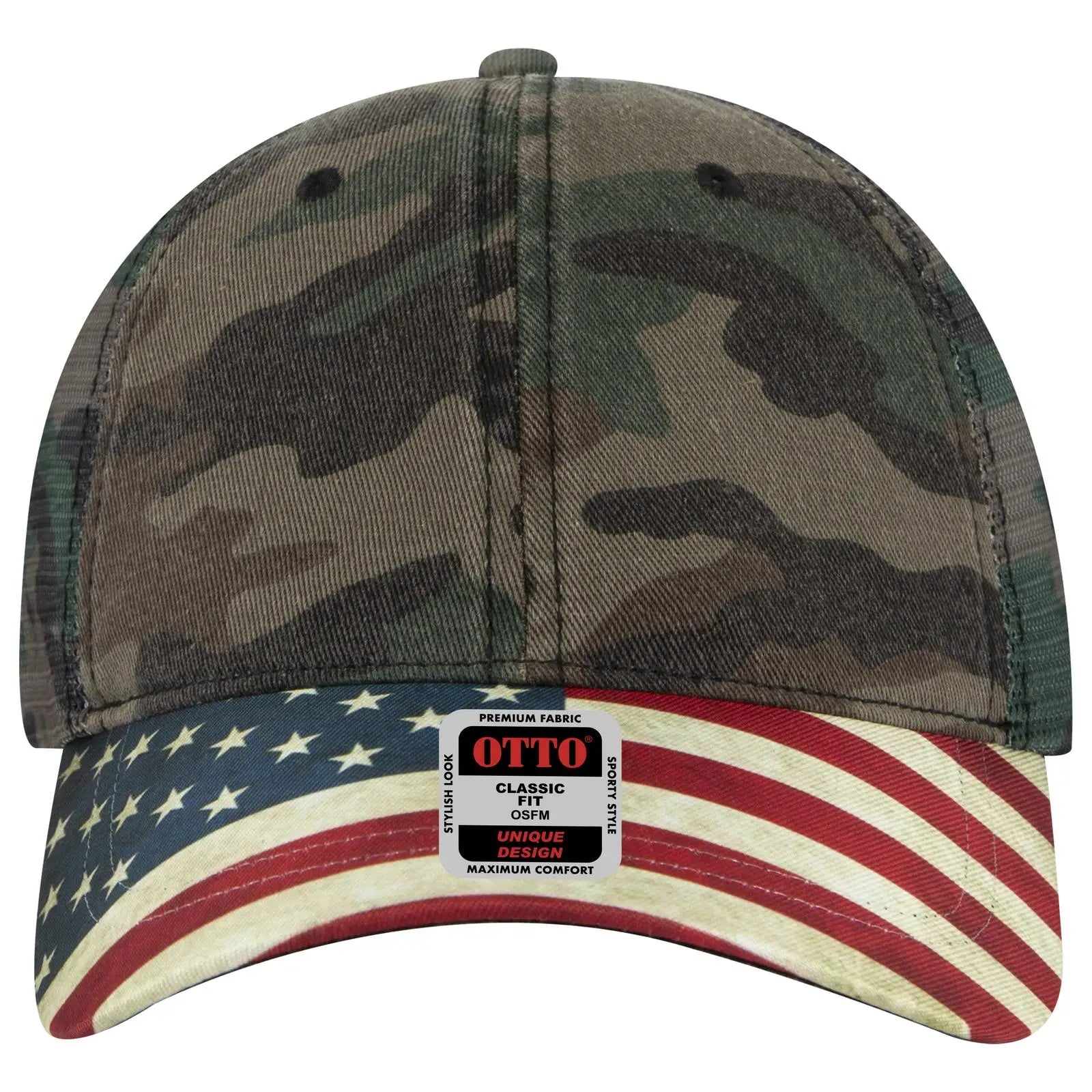 OTTO 121-1281 6 Panel Low Profile Mesh Back Trucker Dad Cap - Camo 004 - Camo 004 / 7 3/8’’ - 7 5/8’’