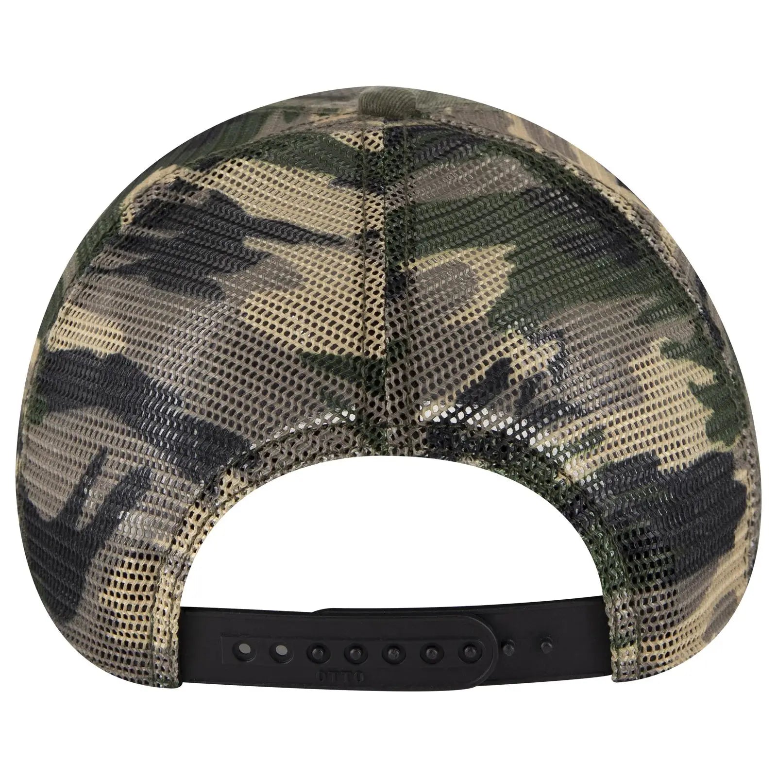 OTTO 121-1281 6 Panel Low Profile Mesh Back Trucker Dad Cap - Camo 010 - Camo 010 / 7 3/8’’ - 7 5/8’’