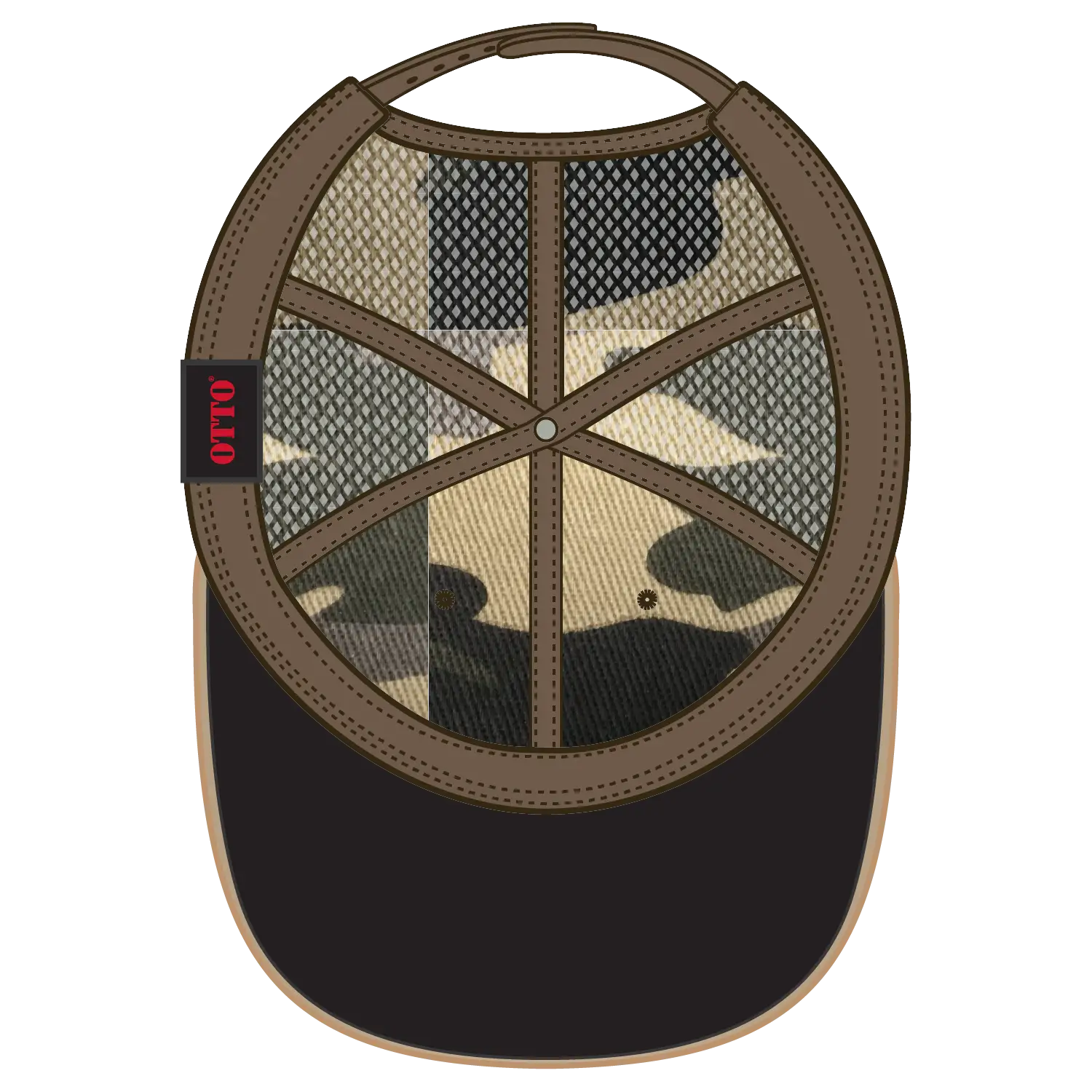 OTTO 121-1281 6 Panel Low Profile Mesh Back Trucker Dad Cap - Camo 010 - Camo 010 / 7 3/8’’ - 7 5/8’’