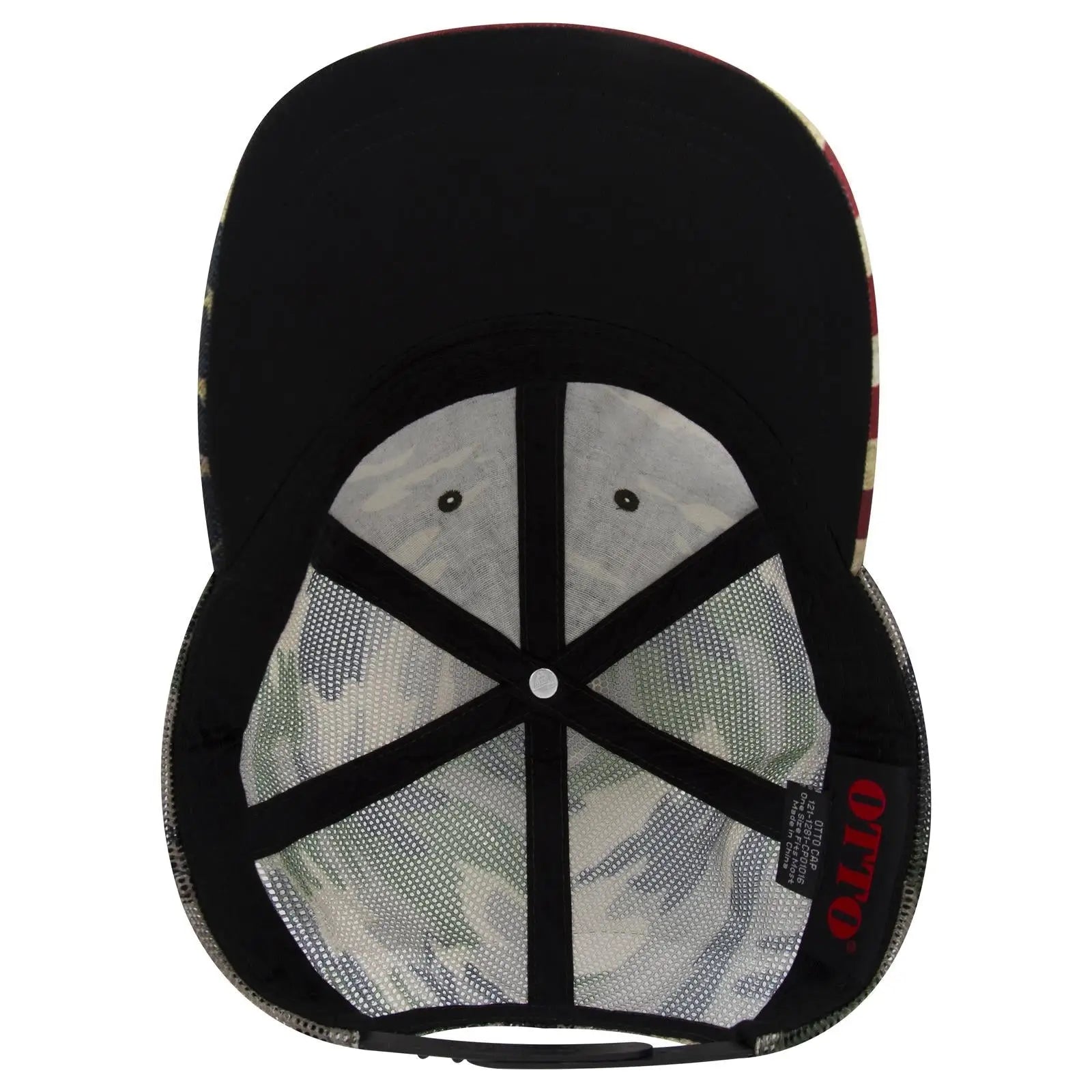 OTTO 121-1281 6 Panel Low Profile Mesh Back Trucker Dad Cap - Camo 010 - Camo 010 / 7 3/8’’ - 7 5/8’’
