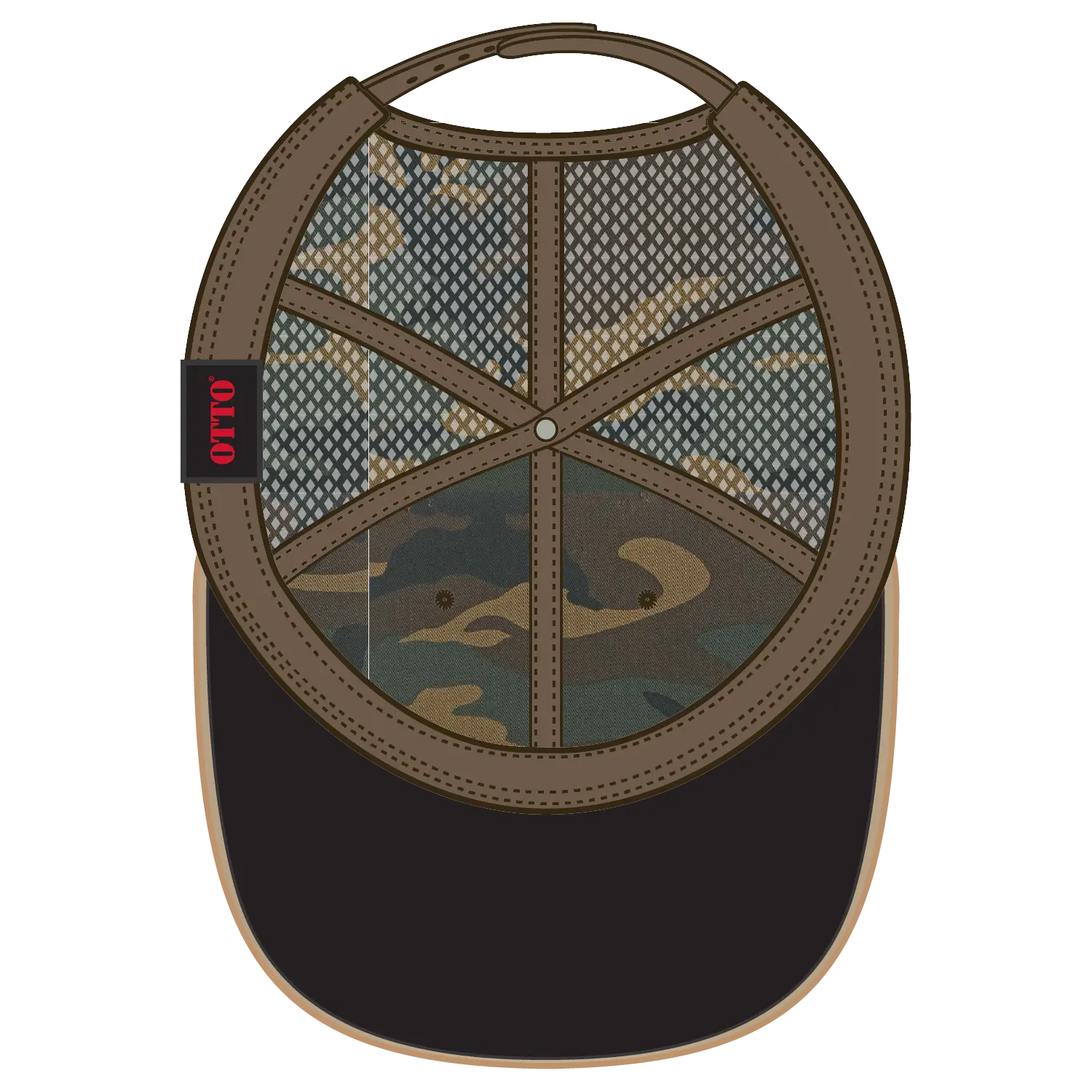 OTTO 121-1281 6 Panel Low Profile Mesh Back Trucker Dad Cap - Dk.Grn/Brn - Dk.Grn/Brn / 7 3/8’’ - 7 5/8’’