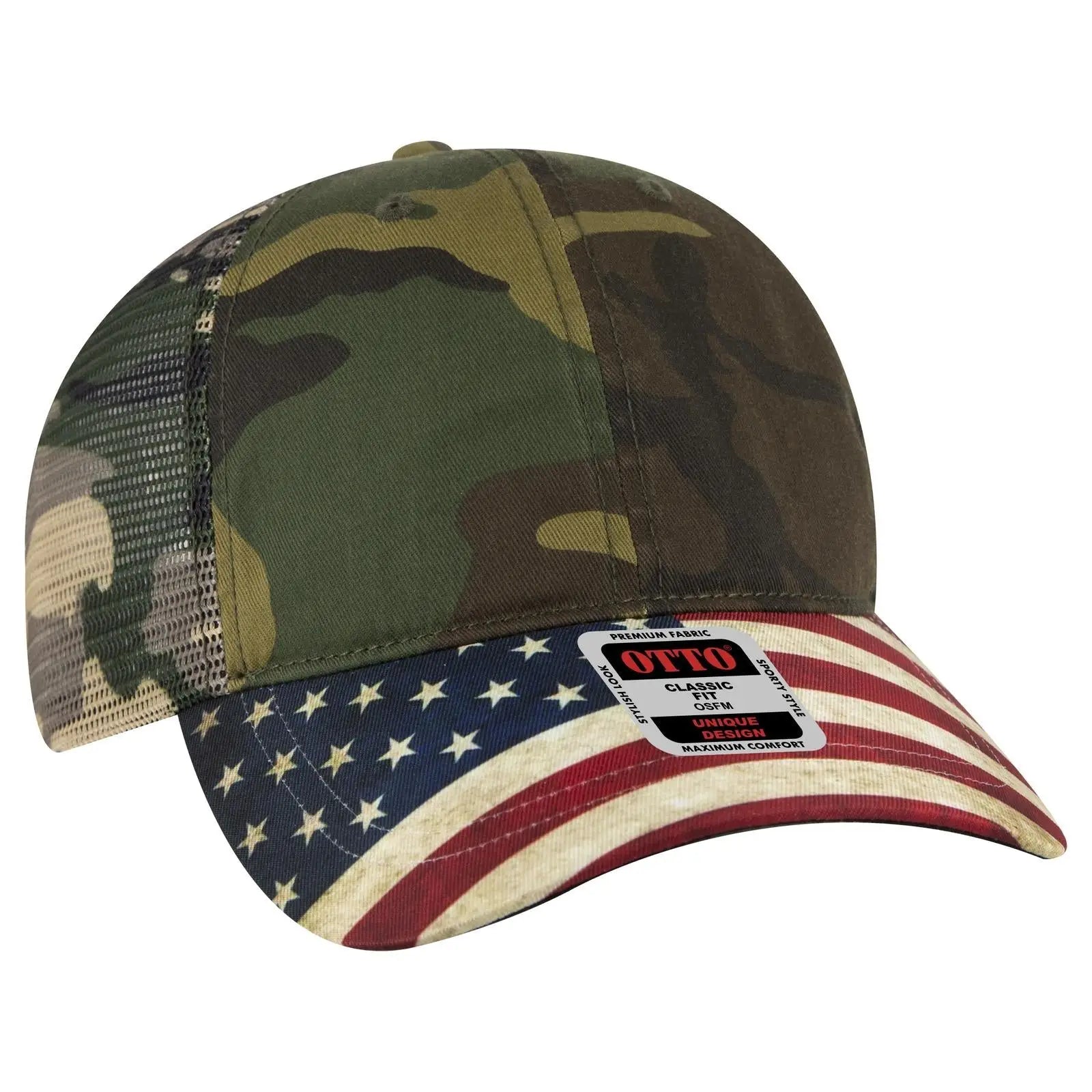 OTTO 121-1281 6 Panel Low Profile Mesh Back Trucker Dad Cap - Dk.Grn/Brn - Dk.Grn/Brn / 7 3/8’’ - 7 5/8’’