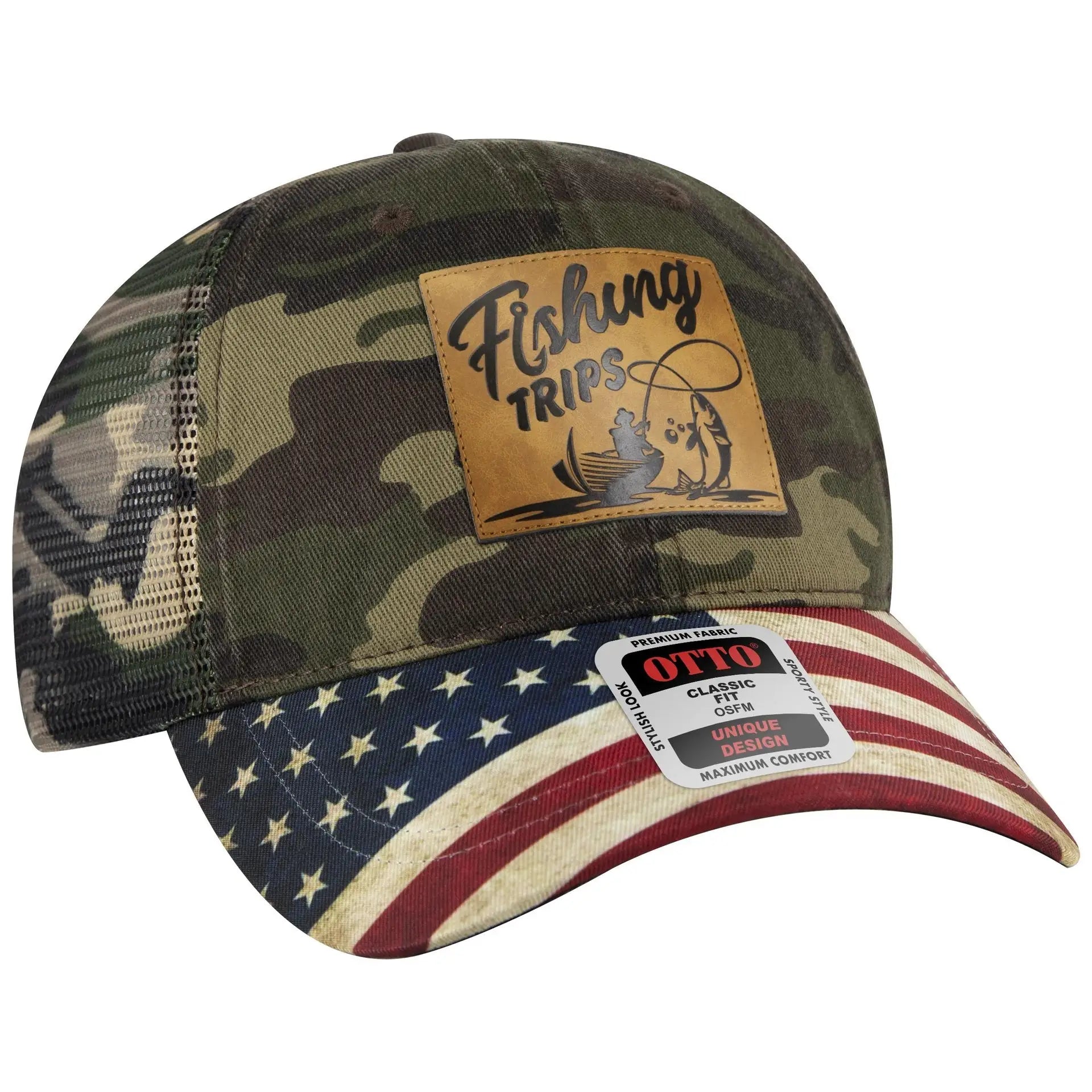 OTTO 121-1281 6 Panel Low Profile Mesh Back Trucker Dad Cap - Dk.Grn/Brn - Dk.Grn/Brn / 7 3/8’’ - 7 5/8’’