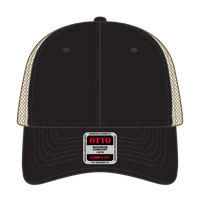OTTO 121-1297 6 Panel Low Profile Mesh Back Trucker Dad Cap - Blk/Blk/Kha - Blk/Blk/Kha / 6 1/2’’ - 7 5/8’’
