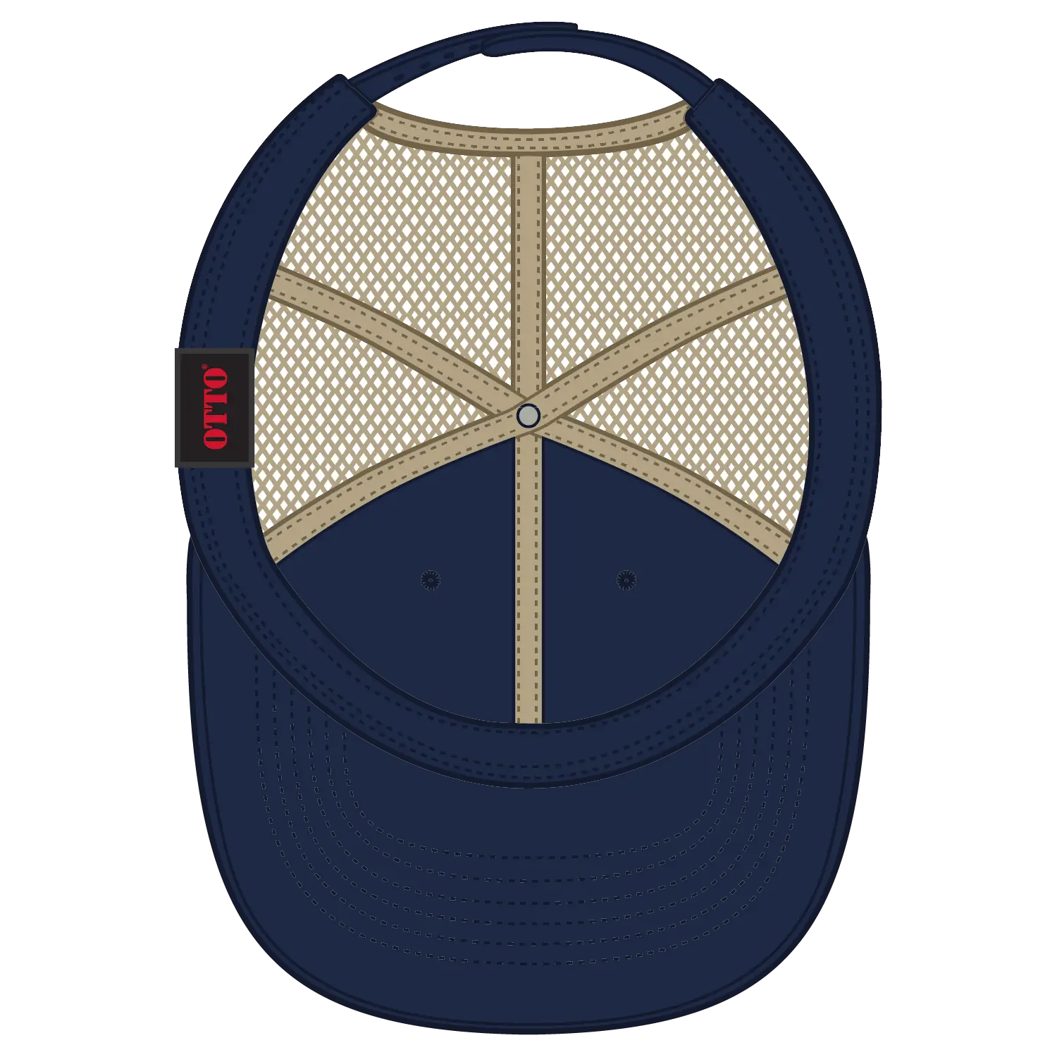 OTTO 121-1297 6 Panel Low Profile Mesh Back Trucker Dad Cap - Nvy/Nvy/Kha - Nvy/Nvy/Kha / 6 1/2’’ - 7 5/8’’