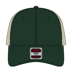 OTTO 121-1297 6 Panel Low Profile Mesh Back Trucker Dad Cap - Dk.Grn/Dk.Grn/Kha - Dk.Grn/Dk.Grn/Kha / 6 1/2’’ - 7 5/8’’