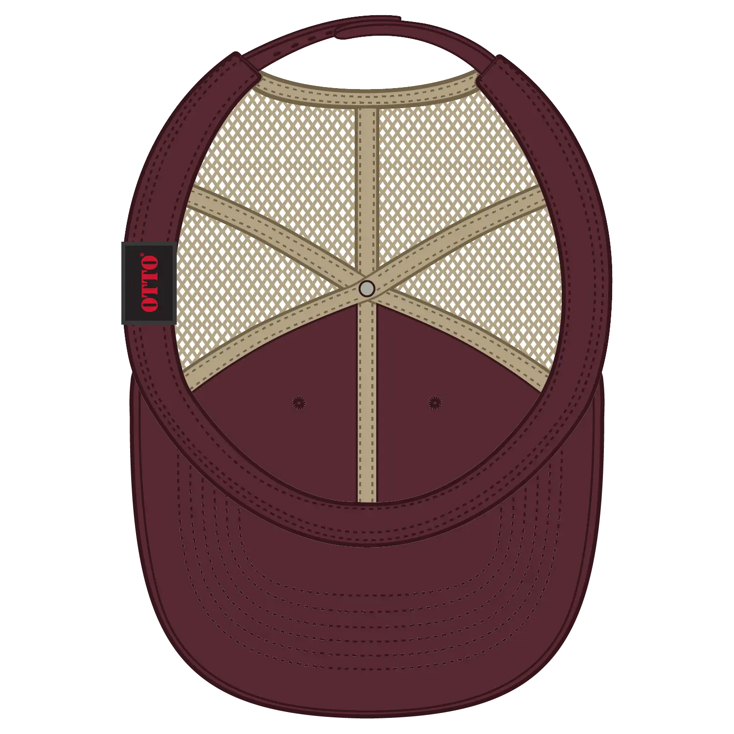 OTTO 121-1297 6 Panel Low Profile Mesh Back Trucker Dad Cap - Marn/Marn/Kha - Marn/Marn/Kha / 6 1/2’’ - 7 5/8’’
