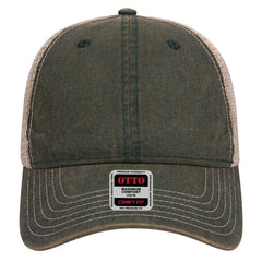 OTTO 121-1297 6 Panel Low Profile Mesh Back Trucker Dad Cap - Dk.Grn/Dk.Grn/Kha - Dk.Grn/Dk.Grn/Kha / 6 1/2’’ - 7 5/8’’