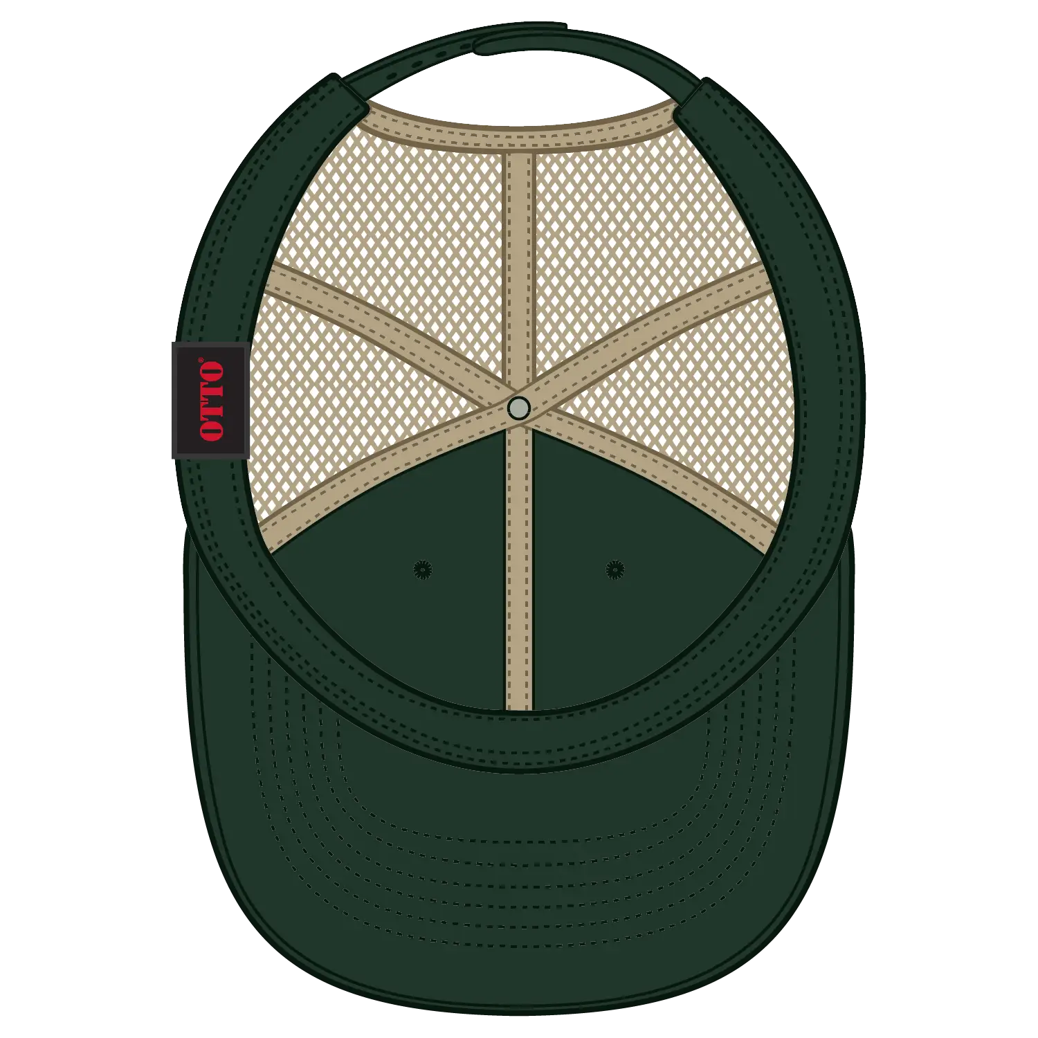 OTTO 121-1297 6 Panel Low Profile Mesh Back Trucker Dad Cap - Dk.Grn/Dk.Grn/Kha - Dk.Grn/Dk.Grn/Kha / 6 1/2’’ - 7 5/8’’