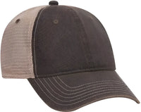 OTTO 121-1297 6 Panel Low Profile Soft Polyester Mesh Back Baseball Cap - Black Black Khaki - Black Khaki / One Size