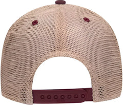 OTTO 121-1297 6 Panel Low Profile Soft Polyester Mesh Back Baseball Cap - Maroon Maroon Khaki - Maroon Khaki / One Size