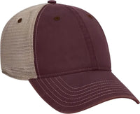 OTTO 121-1297 6 Panel Low Profile Soft Polyester Mesh Back Baseball Cap - Maroon Maroon Khaki - Maroon Khaki / One Size