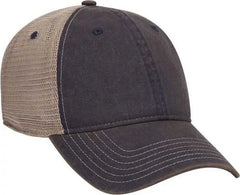 OTTO 121-1297 6 Panel Low Profile Soft Polyester Mesh Back Baseball Cap - Navy Navy Khaki - Navy Khaki / One Size Fits