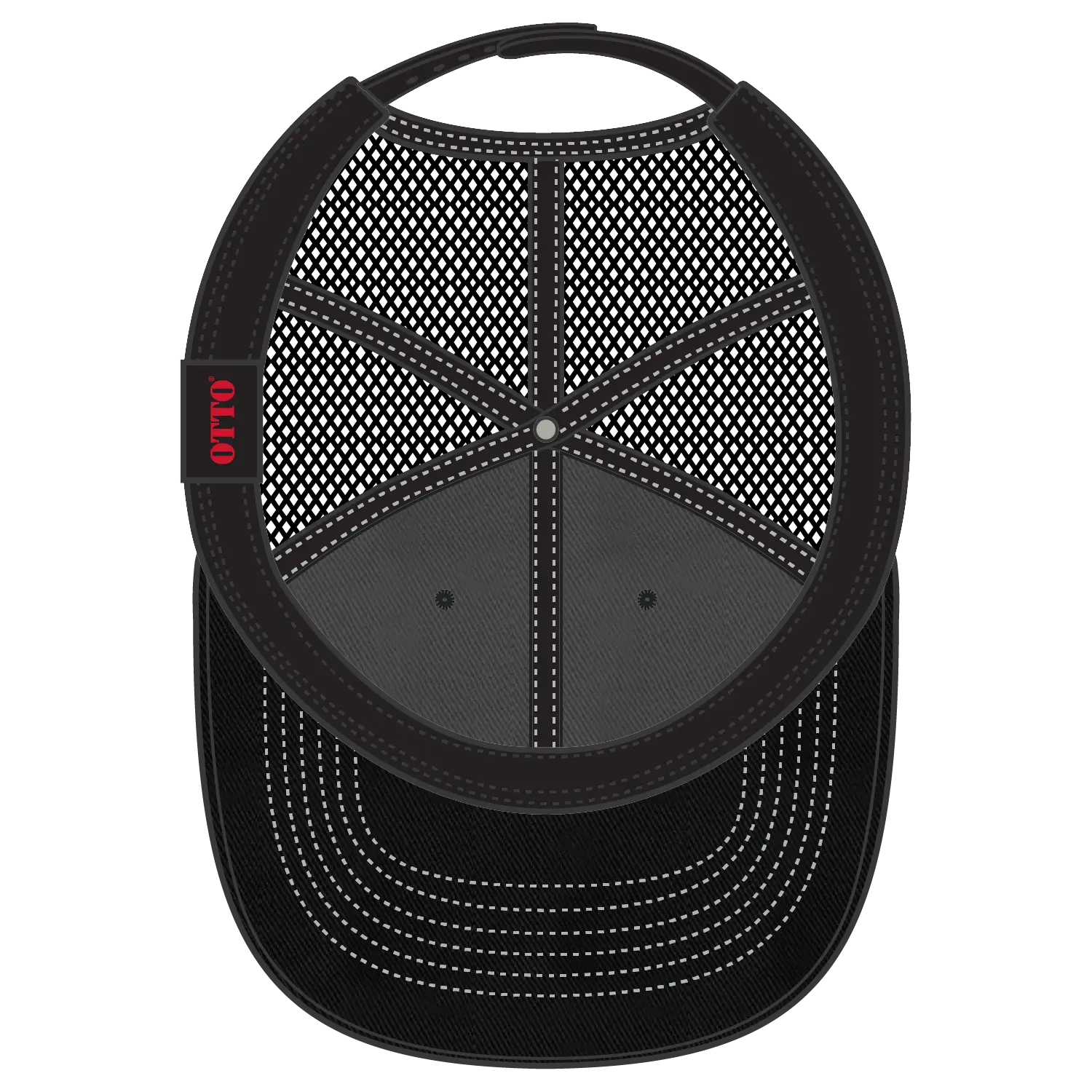 OTTO 121-858 6 Panel Low Profile Mesh Back Trucker Dad Cap - Blk/Ch.Gry/Blk - Blk/Ch.Gry/Blk / 6 1/2’’ - 7 5/8’’