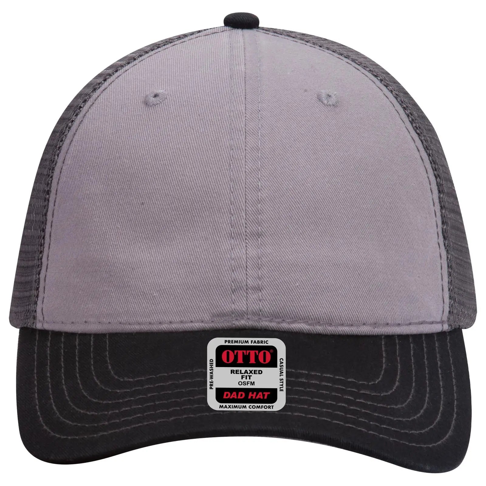 OTTO 121-858 6 Panel Low Profile Mesh Back Trucker Dad Cap - Blk/Gry/Ch.Gry - Blk/Gry/Ch.Gry / 6 1/2’’ - 7 5/8’’
