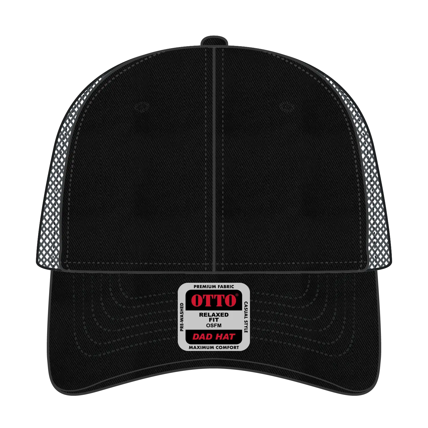 OTTO 121-858 6 Panel Low Profile Mesh Back Trucker Dad Cap - Blk/Blk/Ch.Gry - Blk/Blk/Ch.Gry / 6 1/2’’ - 7 5/8’’