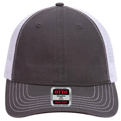 OTTO 121-858 6 Panel Low Profile Mesh Back Trucker Dad Cap - Ch.Gry/Ch.Gry/Wht - Ch.Gry/Ch.Gry/Wht / 6 1/2’’ - 7 5/8’’