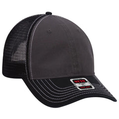 OTTO 121-858 6 Panel Low Profile Mesh Back Trucker Dad Cap - Blk/Ch.Gry/Blk - Blk/Ch.Gry/Blk / 6 1/2’’ - 7 5/8’’