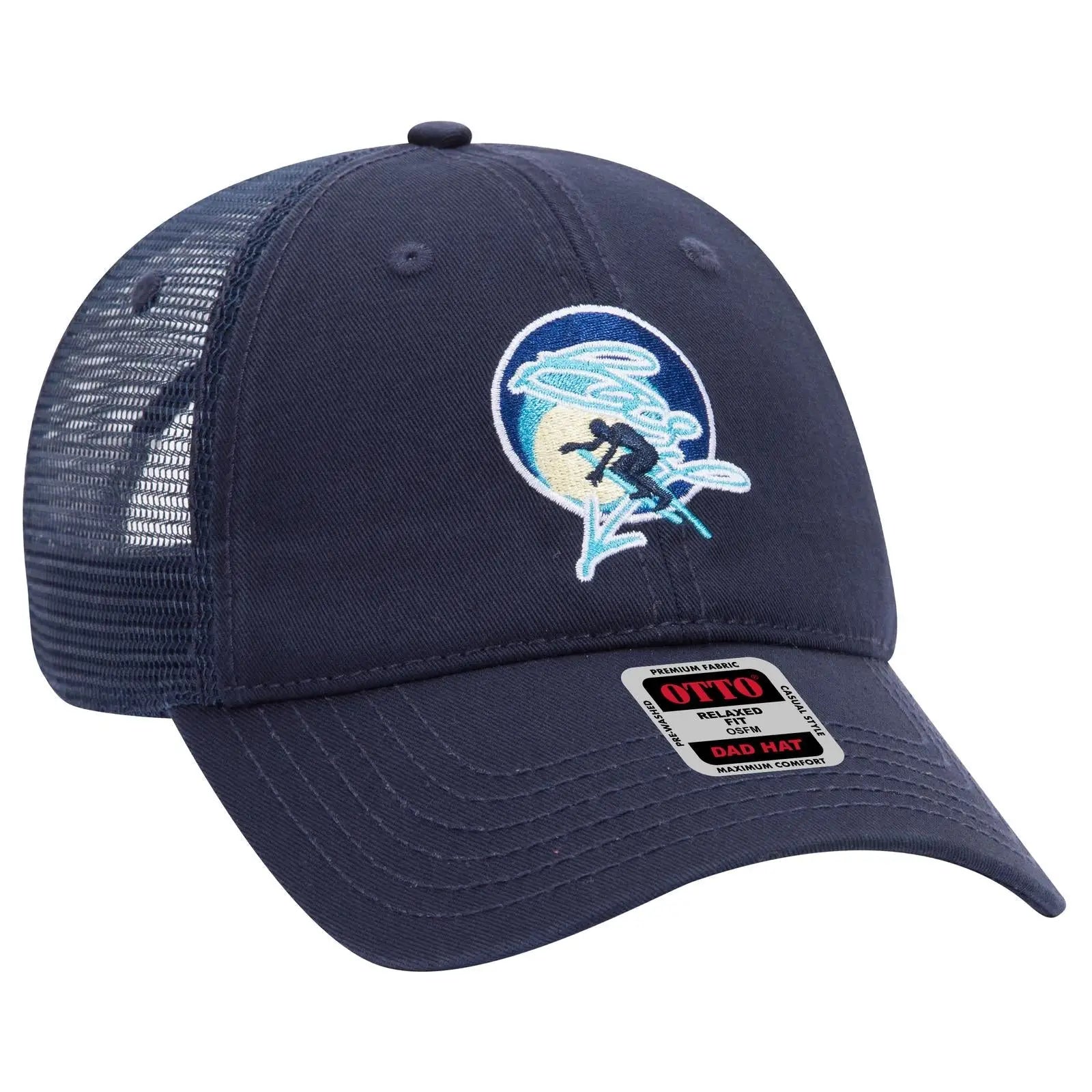 OTTO 121-858 6 Panel Low Profile Mesh Back Trucker Dad Cap - Black - Black / 6 1/2’’ - 7 5/8’’