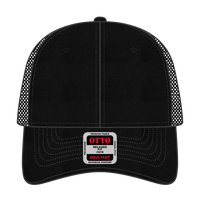 OTTO 121-858 6 Panel Low Profile Mesh Back Trucker Dad Cap - Black - Black / 6 1/2’’ - 7 5/8’’