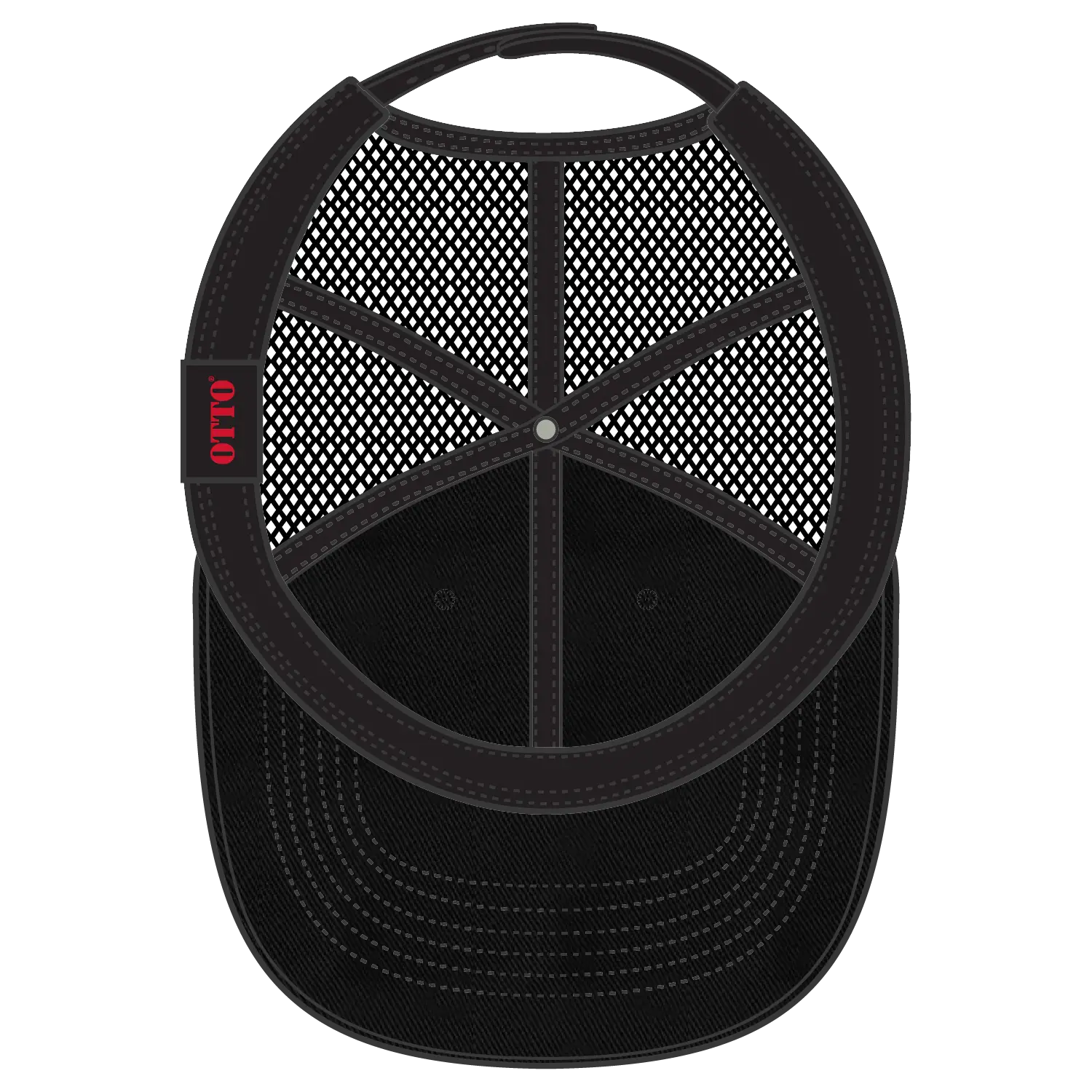 OTTO 121-858 6 Panel Low Profile Mesh Back Trucker Dad Cap - Black - Black / 6 1/2’’ - 7 5/8’’