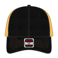 OTTO 121-858 6 Panel Low Profile Mesh Back Trucker Dad Cap - Blk/Blk/Gld - Blk/Blk/Gld / 6 1/2’’ - 7 5/8’’