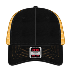 OTTO 121-858 6 Panel Low Profile Mesh Back Trucker Dad Cap - Blk/Blk/Gld - Blk/Blk/Gld / 6 1/2’’ - 7 5/8’’