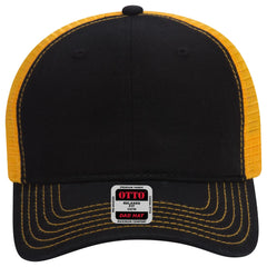 OTTO 121-858 6 Panel Low Profile Mesh Back Trucker Dad Cap - Blk/Blk/Gld - Blk/Blk/Gld / 6 1/2’’ - 7 5/8’’