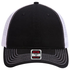 OTTO 121-858 6 Panel Low Profile Mesh Back Trucker Dad Cap - Blk/Blk/Wht - Blk/Blk/Wht / 6 1/2’’ - 7 5/8’’