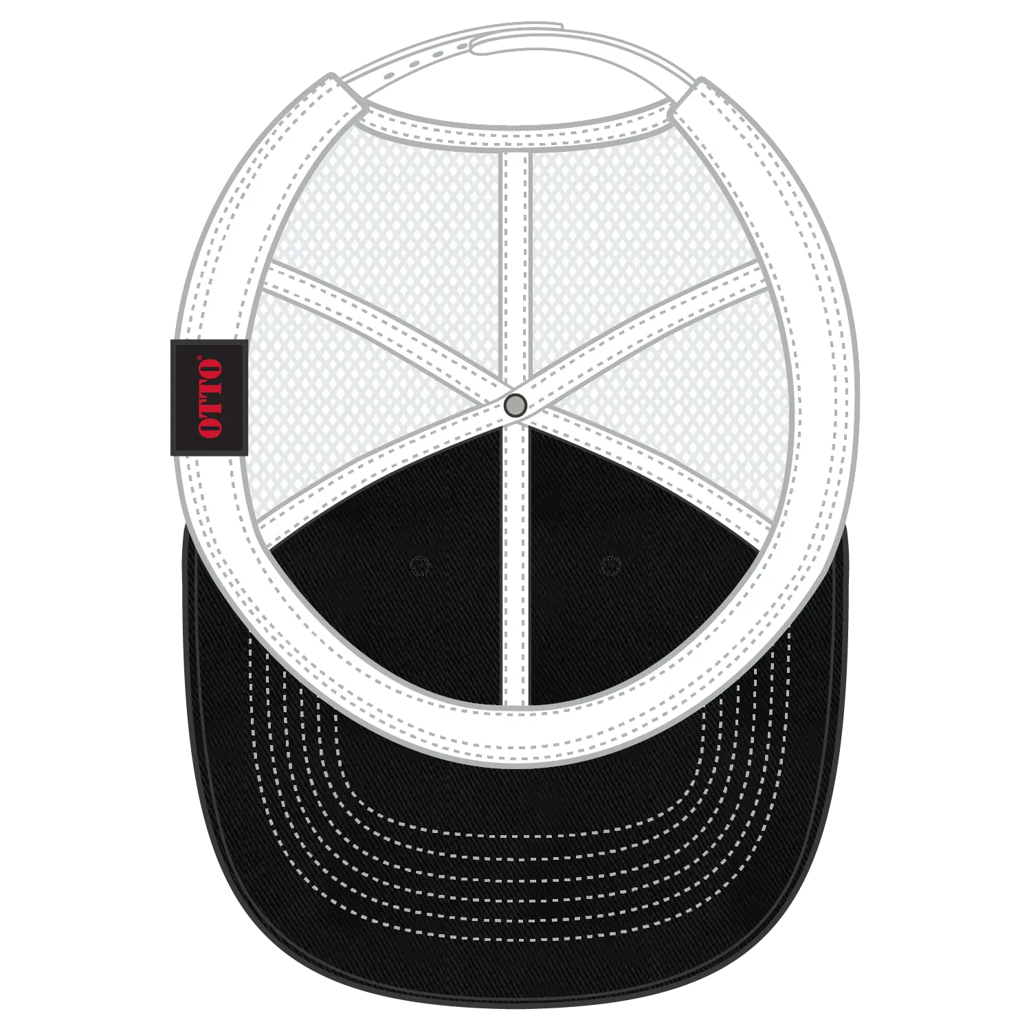 OTTO 121-858 6 Panel Low Profile Mesh Back Trucker Dad Cap - Blk/Blk/Wht - Blk/Blk/Wht / 6 1/2’’ - 7 5/8’’