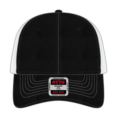 OTTO 121-858 6 Panel Low Profile Mesh Back Trucker Dad Cap - Blk/Blk/Wht - Blk/Blk/Wht / 6 1/2’’ - 7 5/8’’