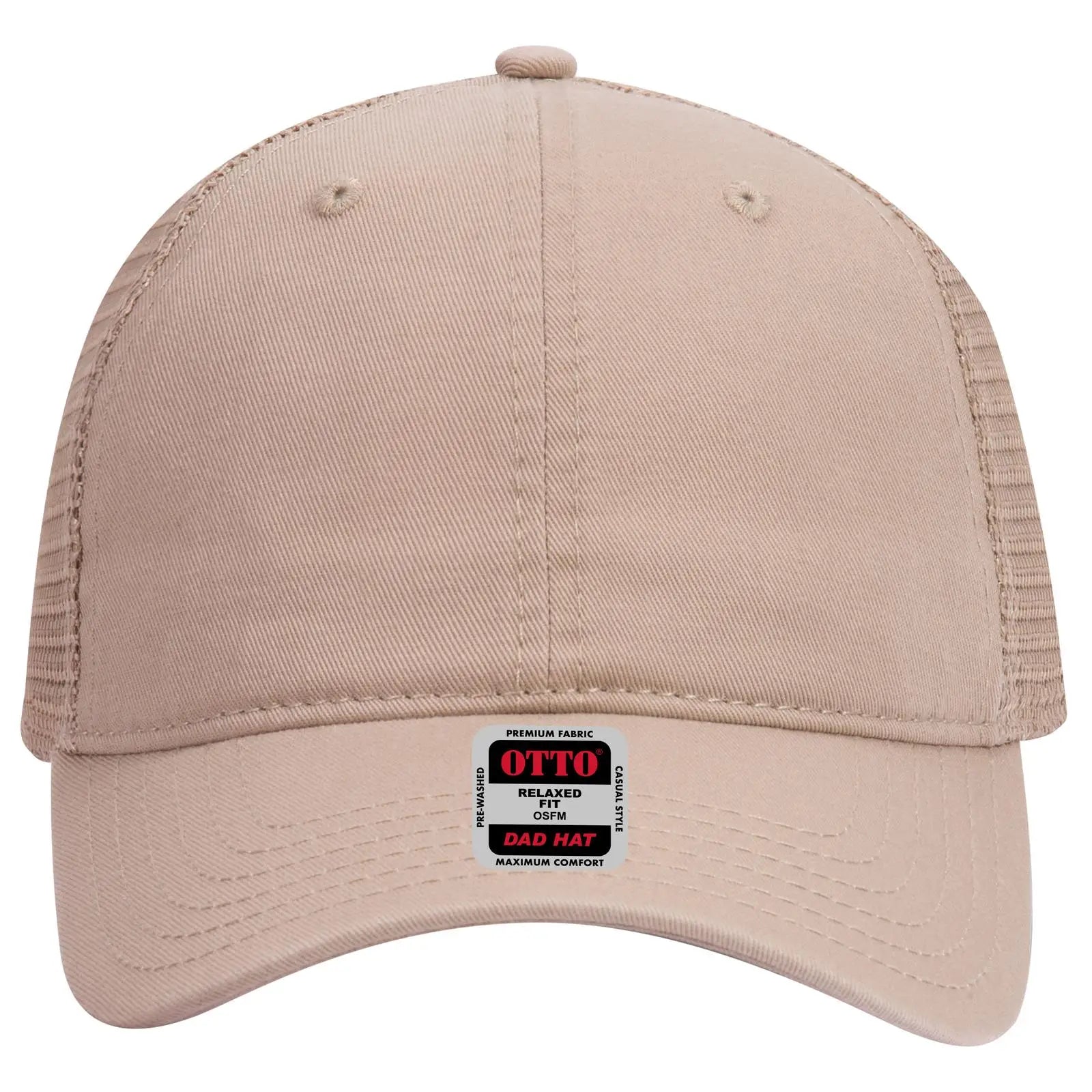 OTTO 121-858 6 Panel Low Profile Mesh Back Trucker Dad Cap - Khaki - Khaki / 6 1/2’’ - 7 5/8’’