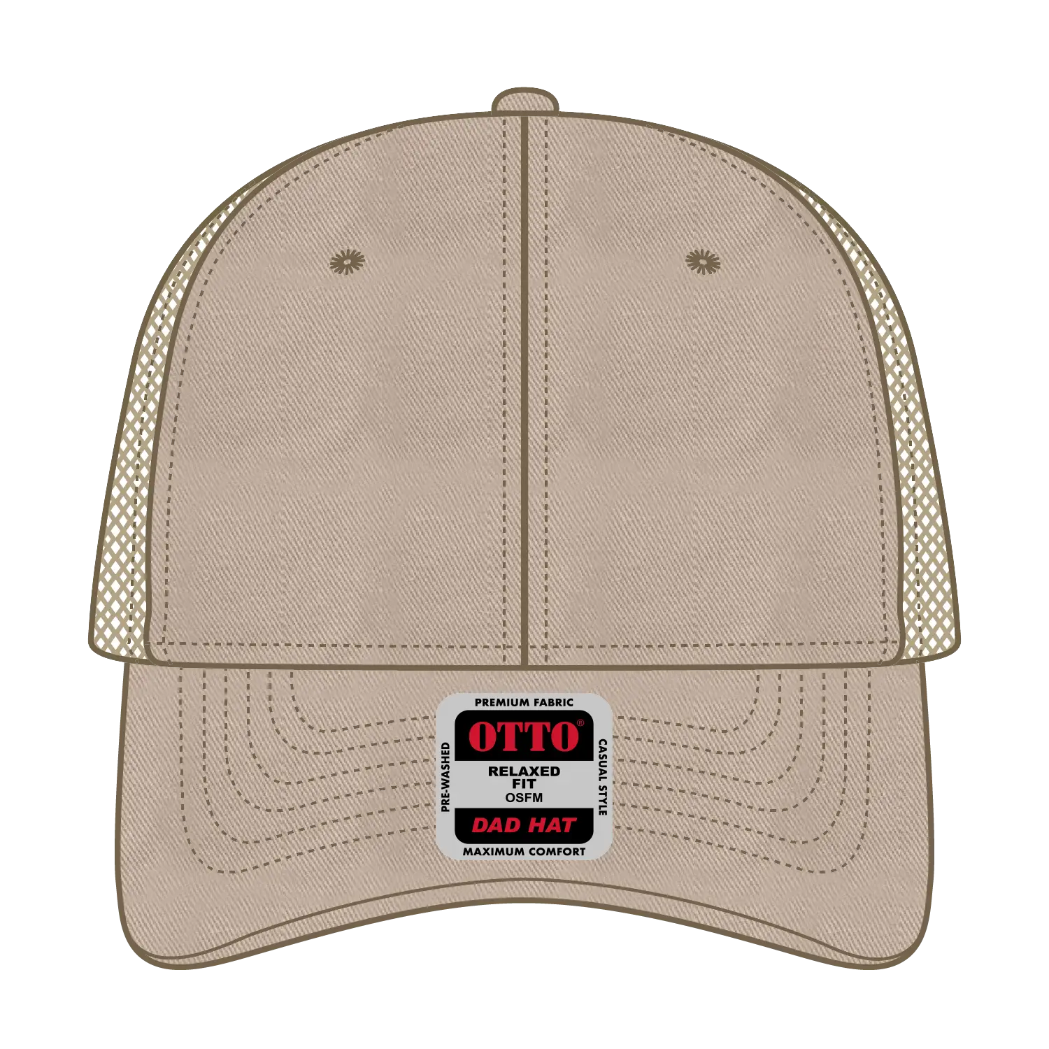 OTTO 121-858 6 Panel Low Profile Mesh Back Trucker Dad Cap - Khaki - Khaki / 6 1/2’’ - 7 5/8’’