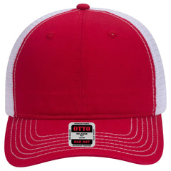 OTTO 121-858 6 Panel Low Profile Mesh Back Trucker Dad Cap - Red/Red/Wht - Red/Red/Wht / 6 1/2’’ - 7 5/8’’