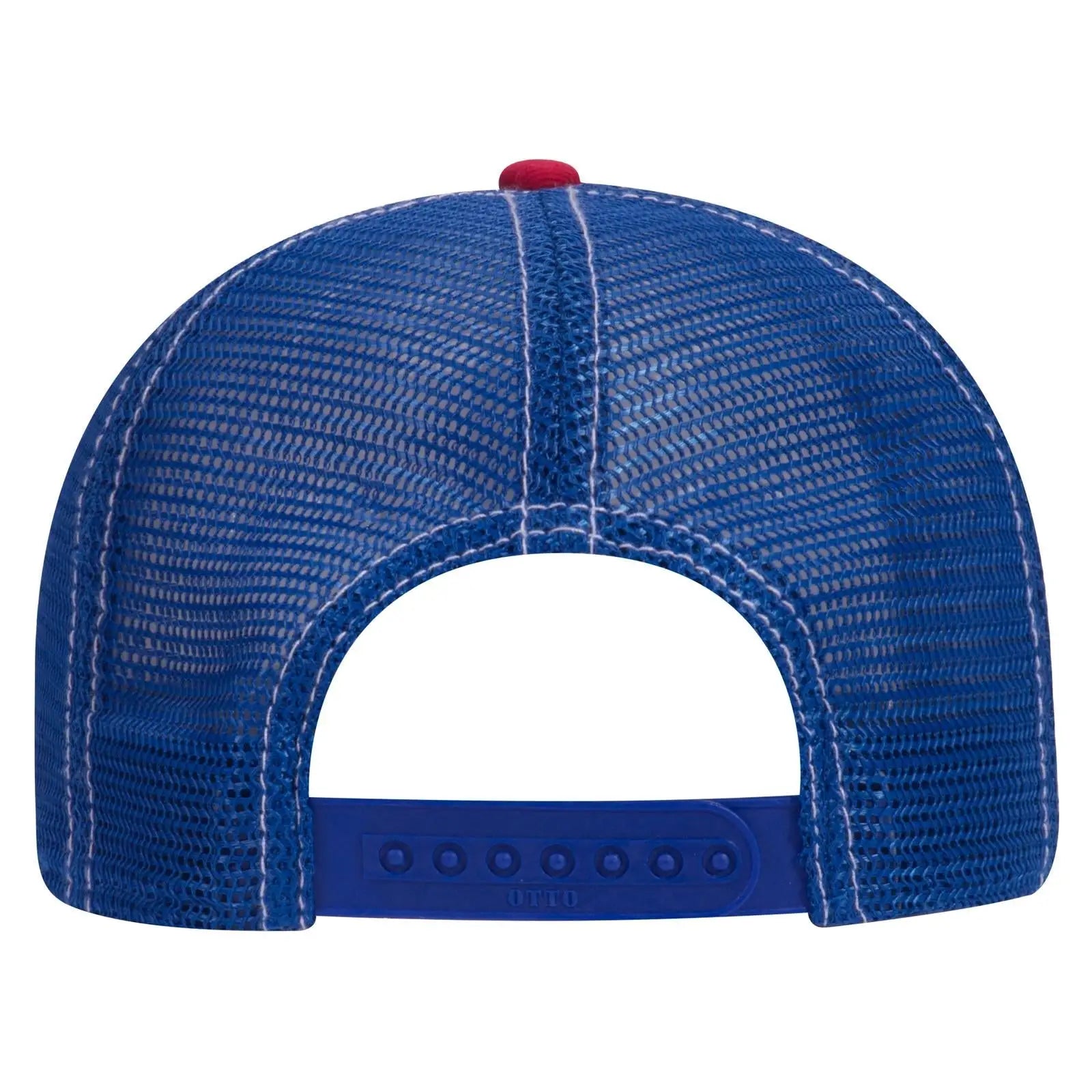 OTTO 121-858 6 Panel Low Profile Mesh Back Trucker Dad Cap - Red/Wht/Ryl - Red/Wht/Ryl / 6 1/2’’ - 7 5/8’’
