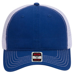OTTO 121-858 6 Panel Low Profile Mesh Back Trucker Dad Cap - Ryl/Ryl/Wht - Ryl/Ryl/Wht / 6 1/2’’ - 7 5/8’’