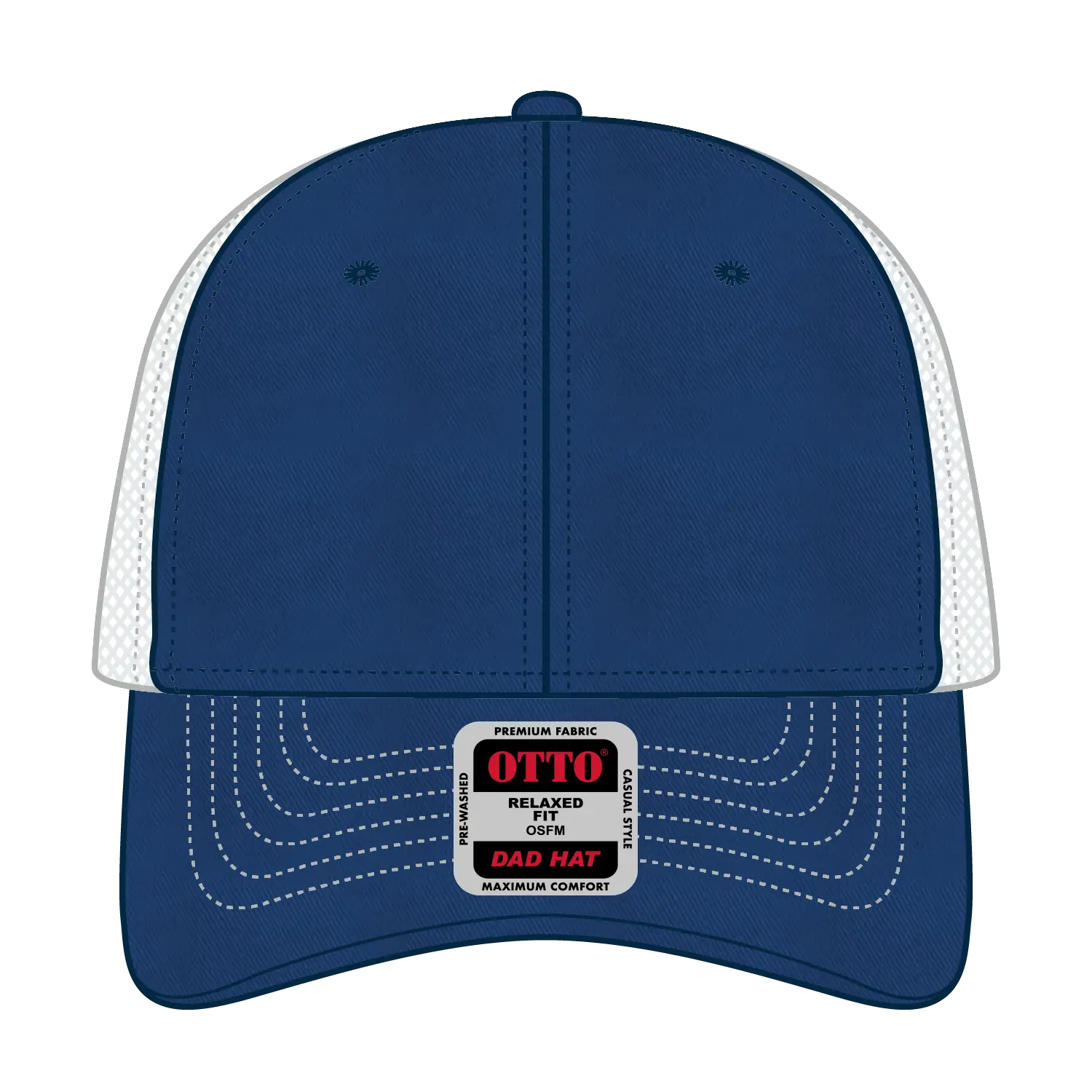 OTTO 121-858 6 Panel Low Profile Mesh Back Trucker Dad Cap - Ryl/Ryl/Wht - Ryl/Ryl/Wht / 6 1/2’’ - 7 5/8’’