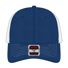 OTTO 121-858 6 Panel Low Profile Mesh Back Trucker Dad Cap - Ryl/Ryl/Wht - Ryl/Ryl/Wht / 6 1/2’’ - 7 5/8’’