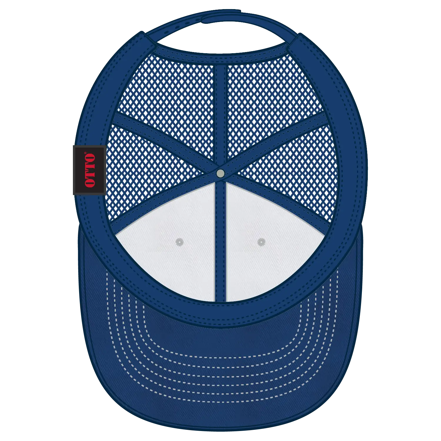 OTTO 121-858 6 Panel Low Profile Mesh Back Trucker Dad Cap - Ryl/Wht/Ryl - Ryl/Wht/Ryl / 6 1/2’’ - 7 5/8’’