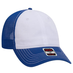 OTTO 121-858 6 Panel Low Profile Mesh Back Trucker Dad Cap - Ryl/Wht/Ryl - Ryl/Wht/Ryl / 6 1/2’’ - 7 5/8’’