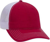OTTO 121-858 Superior Garment Washed Cotton Twill Low Profile Pro Style Mesh Back Cap - Red Red White - Red White